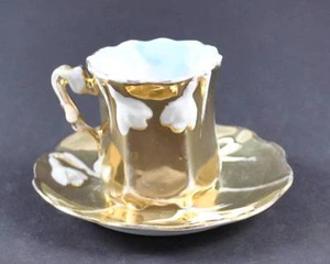 Vintage Handmade Gold Gilt With Flowers Cup Saucer - Picture 1 of 1
