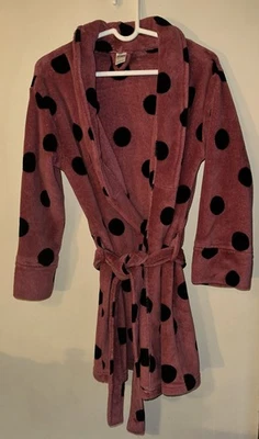 Victoria's Secret розовый халат розовый Xs/SM большой горошек плюшевый Midi уютный логотип - Изображение 1 из 3