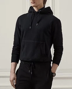 NWT $895 Ralph Lauren Purple Label Men’s Soft Fleece Hoodie Classic Black Sz L - Picture 1 of 17