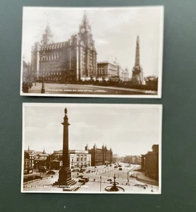 Echt Foto Postkarten von Liverpool x 2, Lime Street, Lebergebäude, Lot A24 - Bild 1 von 4