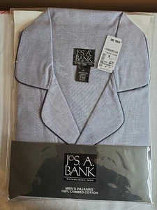 NEU Jos. A. Bank Herren blau massiv 2 Stk. Schlafanzug Gr. XL 100% Baumwolle Kragen - Bild 1 von 4