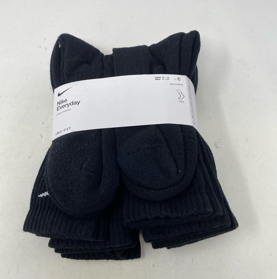 Nike Everyday Cushion Crew Socks Large - Pack of 6 (Black)
