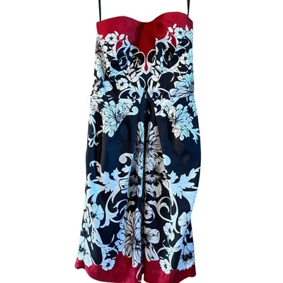 White House Black Market Dress Size 0 Floral Print Silk Strapless Mini Party - Image 1 of 4