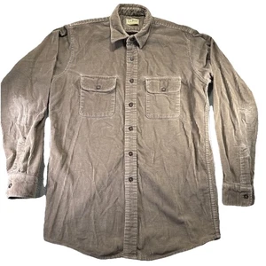 Vtg LL Bean Corduroy Button Down Shirt Men’s L Tall Rust Brown Shacket Flannel - Picture 1 of 7