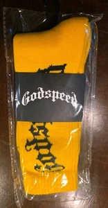 Neu Godspeed Socken gelb/schwarz Logo - Bild 1 von 2