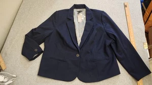 Giacca blazer Lane Bryant donna 26 blu navy un bottone elasticizzato foderato più abbigliamento da lavoro - Foto 1 di 16
