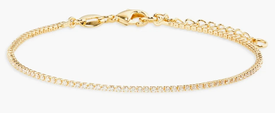 SHASHI Women's Micro Teeny Tiny Tennis Bracelet – 14K Gold-Plate Sterling Silver - Image 1 of 1