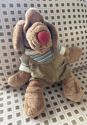 Peluche vintage 1981 Ganz Bros arrugas perro mano marioneta 18" ropa es áspera Foto 1 de 4