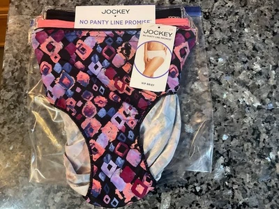 Jockey No Panty Line Promise. Black  Geometric Mix Hip Brief -6-Set of 3- NWT - Image 1 of 2