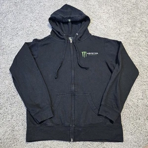 Felpa con cappuccio e zip Y2K Monster Energy nera grafica nera donna S - Foto 1 di 11