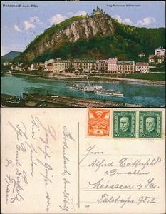 Tetschen-Bodenbach Decín Elba barco restaurante de montaña Schäferwand 1929 - Imagen 1 de 3