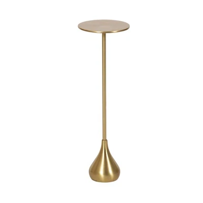 Hersi Decorative Modern Pedestal Drink Table; 7 x 7 x 20; Gold; Cast Aluminum... - Image 1 of 4