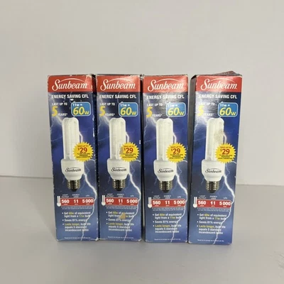 Bombilla fluorescente compacta de ahorro de energía 4 Mighty Bulb Sunbeam 560 lúmenes NUEVA Foto 1 de 3