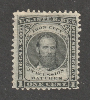 Scott # RO105a, Used, F, 1¢ Proprietary Matches, Griggs & Scott, Pittsburgh, PA - Image 1 of 2