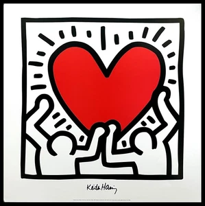 1986 * Manifesto, Poster Arte 'Keith Haring - Cuore Sollevato' Italia (A-) - Foto 1 di 1