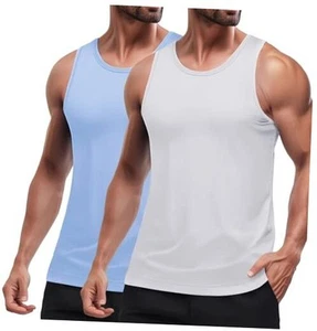 Men's Workout Tank Tops Quick Dry Muscle T Shirts Sleeveless Bodybuilding - Picture 1 of 7