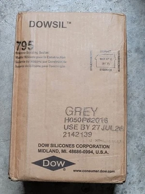 *12 Tubes*~ Dowsil Dow 795 Cartridge Sealant GRAY 10.3oz ( July. 2026 )