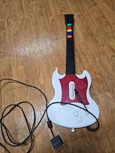 Playstation 2 Red and White Guitar Hero PS2 Game SG Wired Controller -- Tested - Picture 1 of 15
