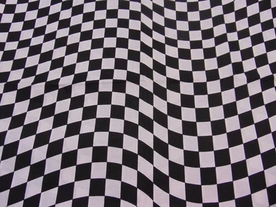 2005 Springs Cotton Fabric #9778 Black/White Checkerboard It's Racing 1yd x 46" - Image 1 of 3