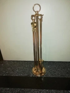 ATTREZZI PER CAMINO in ottone lucido stile classico altezza 62 cm - Foto 1 di 19