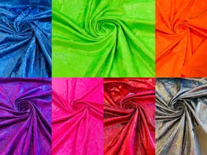 Foggy Foil Velvet Fabric - Oil Slick 58/60" Stretch Foil Velvet Fabric By Yard - Picture 1 of 21