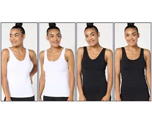 Breezies Taglia 1X Set di 2 Tank senza cuciture floreale scollo reversibile A648397 BLK/WHT - Foto 1 di 1