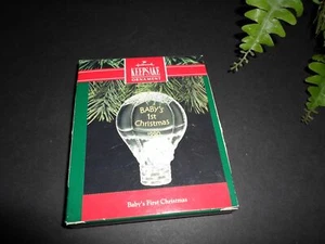 1990 BABY'S FIRST CHRISTMAS - puppy dog balloon - Hallmark acrylic ornament 1st - Picture 1 of 4