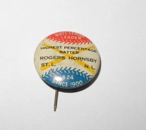 1933 PR3-10 Baseball Pin Button Highest Percentage Batter Leader ROGER HORNSBY - Picture 1 of 2