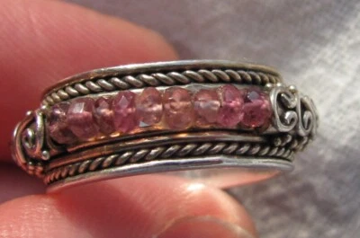 Anillo SUARTI Plata de Ley Oro 18K Amatista o Topacio Cuentas Talla 6 Banda de Eternidad Foto 1 de 4