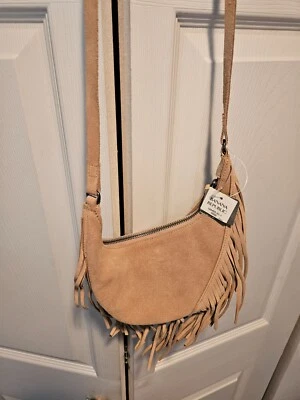 BANANA REPUBLIC  Vintage Small Tan Leather Fringe Crossbody New with Tags - Image 1 of 4