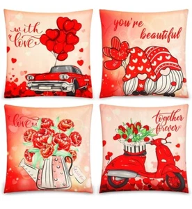 Valentines Day 4pk 18x18 Throw Pillow Covers - Picture 1 of 3