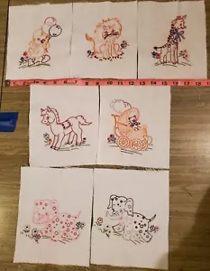 Hand Embroidered 7-6"x8" Panels Duck Lion Horse Elephant Giraffe A72 - Picture 1 of 2