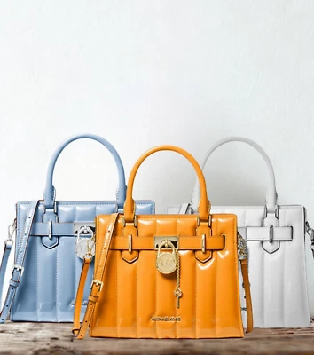 Michael Kors Hamilton Women Small Patent Crossbody Satchel Premium Bag Variation - Image 1 of 4