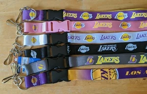 Los Angeles Lakers Lanyard Key Ring Keychain ID Holder Clip Kobe Lebron Shaq - Picture 1 of 22