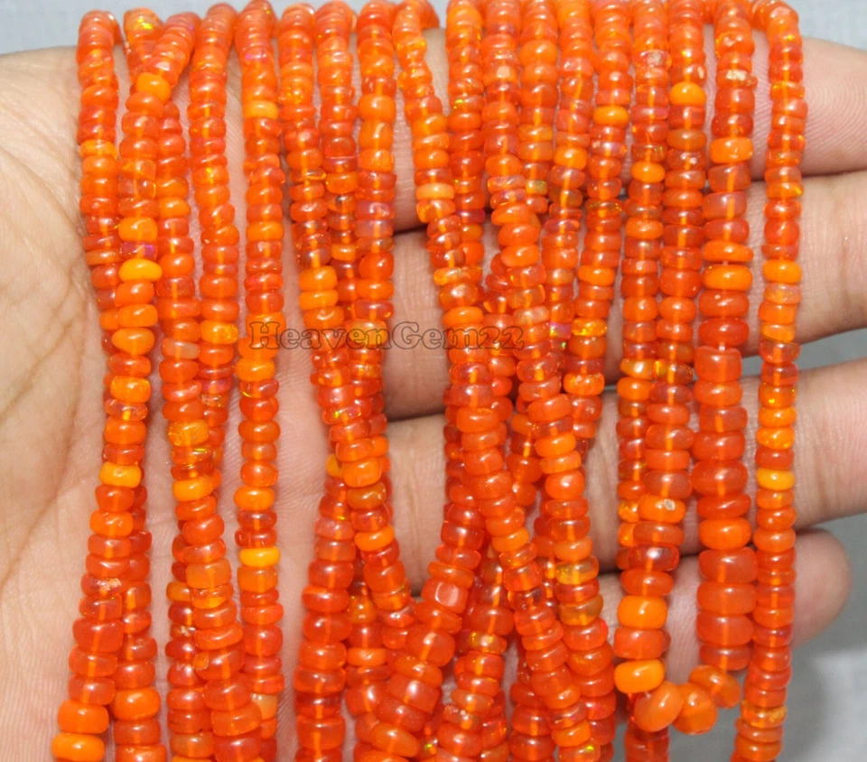 AAA Natural Ópalo Naranja Etíope Suave Rondelle 4-5mm Piedras Preciosas Cuentas 16 Pulgadas Foto 1 de 4
