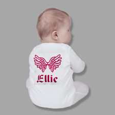PERSONALISED Angel Wings baby clothing babygrow sleepsuit new baby gift ANY NAME