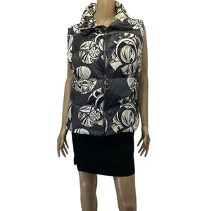 EMILIO PUCCI Gray White Printed Quilted Goose Down Vest Jacket - Picture 1 of 13
