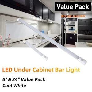 Tira de luz LED regulable debajo del gabinete 12V 24" y 6" RV barco cámper caravana - Imagen 1 de 10