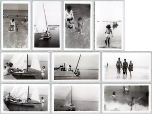 1950's SET/10 BEACH SNAPSHOTS FUN IN THE SUN MEN WOMEN SWIMSUITS BOATS PHOTOS 4 - Picture 1 of 12