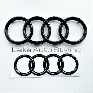 Audi Gloss Black Badge Rings Set Front Grille Rear Boot 273mm 192mm A1 A3 A4 A5