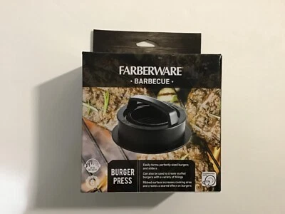 NUEVO Prensa para Hamburguesas Barbacoa Farberware-Negro-Forma Hamburguesas y Deslizadores Perfectos Foto 1 de 4