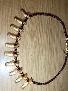 Vintage Linarena 24K Gold Plated Made in Colombia Black And Brown Bead Necklace - Picture 1 of 14