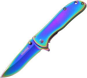 Tac Force Framelock A/O Stainless Rainbow Folding Pocket Knife 861RB - Picture 1 of 6