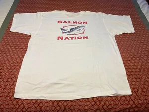 Men's Vintage Patagonia Beneficial T’s Salmon Nation White T-Shirt Tee Sz Large  - Picture 1 of 7