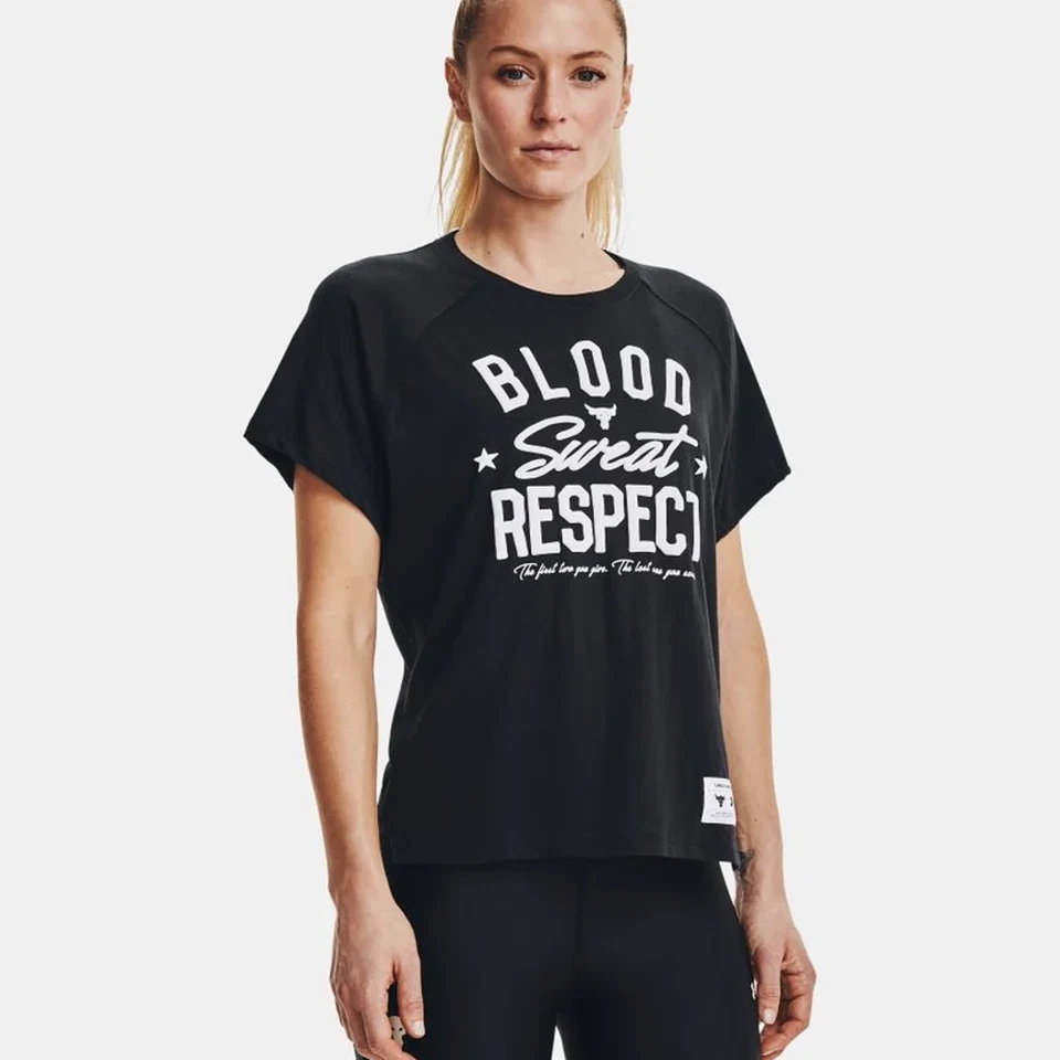 CAMISETA UNDER ARMOUR MUJER SANGRE SUDOR RESPETO, NEGRA GRANDE Foto 1 de 4