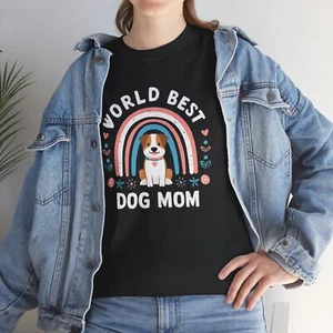 World Best Dog Mom T-Shirt – Funny Puppy Lover Paw Print Graphic Tee for Owners - Picture 1 of 13