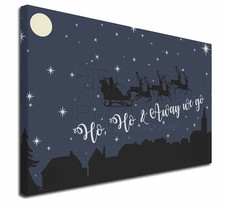 Santa & Sleigh Silhouette X-Large 30'x20' Canvas Wall Art Print, HO-HO1-C3020