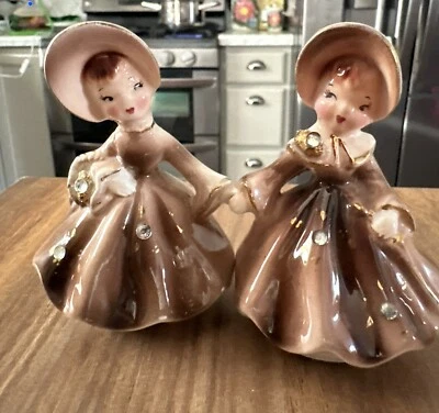 Salero y pimentero vintage Enesco Japón Golden Girl hecho en Japón Foto 1 de 4