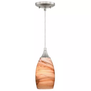 Vaxcel Milano Mini Pendant Toffee Swirl Glass, Satin Nickel - P0174 - Picture 1 of 1