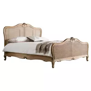 King size Cane Bed In Weathered Wood, Handmade teak and cane bedroom furniture - Picture 1 of 6